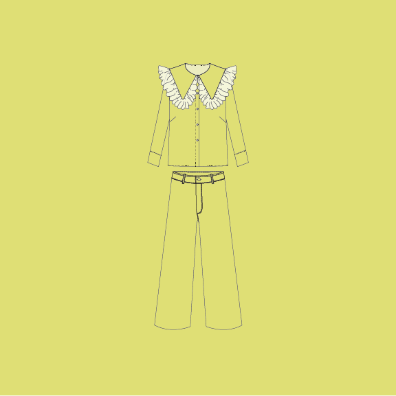 Blusa Cuello Encaje + Pantalón Wideleg