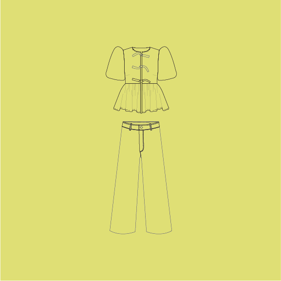 Blusa Manga Globo + Pantalón Wideleg
