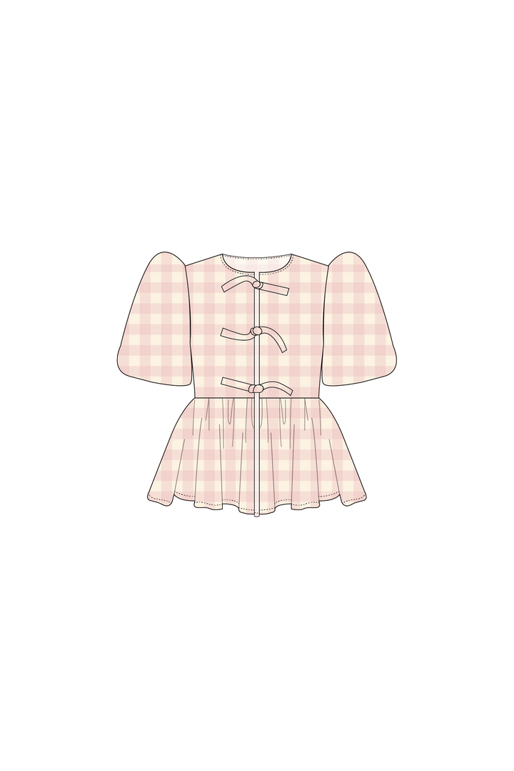 Blusa Manga Globo Rose And Chess